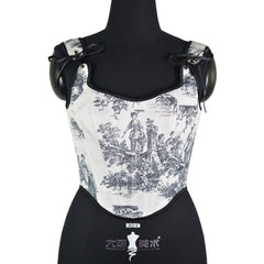 Ink printing fishbone front hook buckle tights corner jacket European and American outerwear French style rear straps