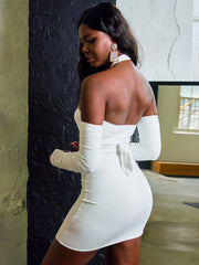 Long Sleeve Sexy Halterneck Bag Hip Dress