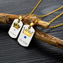 Her King His Queen Crown Couple Necklaces Gift