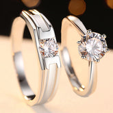 Custom Couples Promise Rings Set - Sterling Silver - Adjustable Size