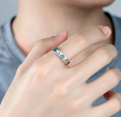 Custom Couples Promise Rings Set - Sterling Silver - Adjustable Size