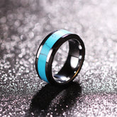 Custom Engraved Mens Wedding Ring Turquoise