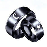 Engraved Sun and Moon Promise Rings Set for 2