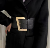 Cintura Larga Donna con Maxi Fibbia Oro �Waist Belt Statement Elegante