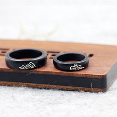 Mountain and Ocean Wooden Rings Set