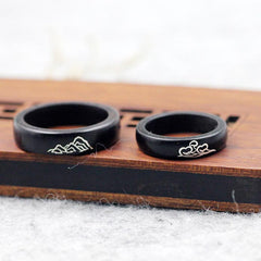Mountain and Ocean Wooden Rings Set