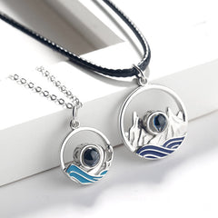 Sea and Mountain Light Projection Couple Necklaces