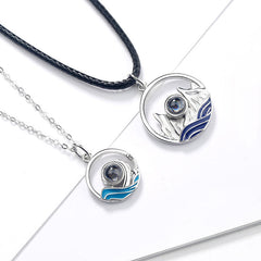 Sea and Mountain Light Projection Couple Necklaces