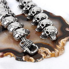 Skull Punk Biker Style Chain Necklace for Men - 316L Stainless Steel, 65cm