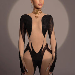 Women's full mesh playsuit