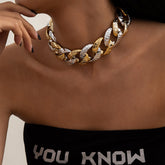 Stylish Gold and Silver Chunky Chain Necklace.