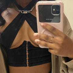 Women's low-cut crossover top