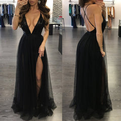 Mesh Stitching Sequin Suspender Halter Dress