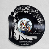 Custom Photo 1st Anniversary Gift Vinyl Record Clock