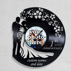 Custom Photo 1st Anniversary Gift Vinyl Record Clock