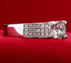 Engraved 1 Carat Lab Diamond Ring for Her - Platinum Plated