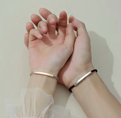 Custom Engraved Promise Bracelets Set for Couples - Sterling Silver with Waterproof Rope
