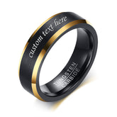 Engraved Mens Ring Black Tungsten