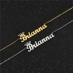 Crown Name Necklace - Personalized 18K Gold
