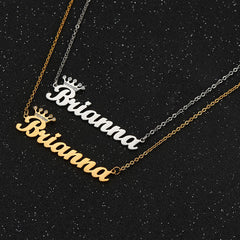 Crown Name Necklace - Personalized 18K Gold