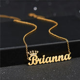 Crown Name Necklace - Personalized 18K Gold