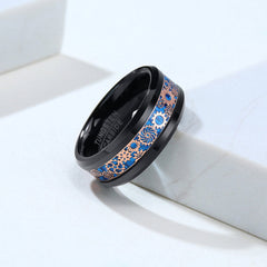 Engraved Mens Wedding Ring Black Tungsten