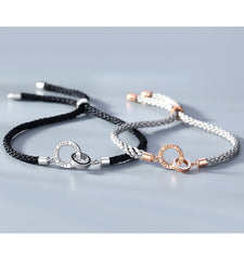 Matching Promise Mobius Couple Bracelets - Personalized Sterling Silver Gift Set