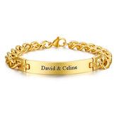 Engraved Mens Promise Bracelet Stainless Steel Gold