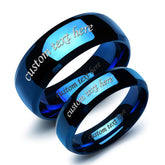 Personalized Blue Titanium Promise Rings for Couples