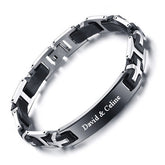 Engraved Mens Promise Bracelet Gift Silicone Black
