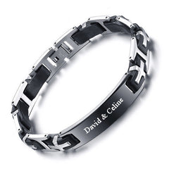 Engraved Mens Promise Bracelet Gift Silicone Black