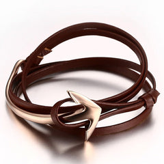 Promise Anchor Guys Wrap Leather Bracelet