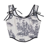 Ink printing fishbone front hook buckle tights corner jacket European and American outerwear French style rear straps