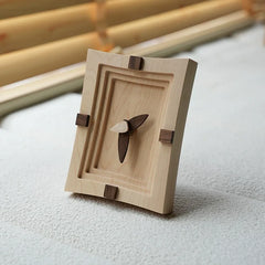 Two-Tone Solid Wood Desk Clock �Silent, Minimalist (7�5 cm)