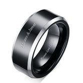 Black Personalized Mens Tungsten Ring - 8mm Wide