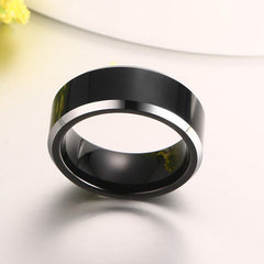 Black Personalized Mens Tungsten Ring - 8mm Wide