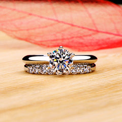 Gulleiâ„?1 Carat Lab Grown Diamond Staked Ring Set - Engravable