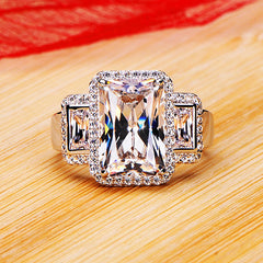 3 Carats Lab Diamond Emerald Cut Engagement Ring