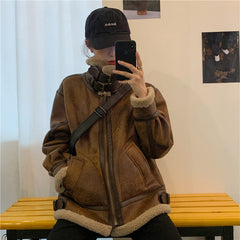 Motorcycle Leather Jacket Women's ecological sheepskin