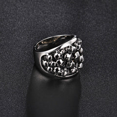 Custom Skulls Stainless Steel Mens Ring 8mm