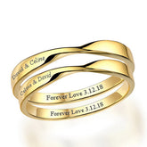 Engraved Matching Couple Wedding Rings Gold Plated Silver