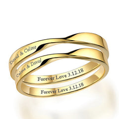 Engraved Matching Couple Wedding Rings Gold Plated Silver