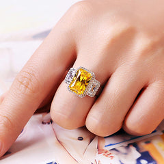 3 Carats Yellow Lab Diamond Emerald Cut Ring