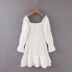 Pleated bag hip long sleeve dress