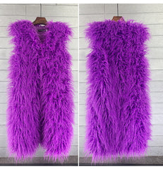 Women's Long Beach Wool Fur Vest