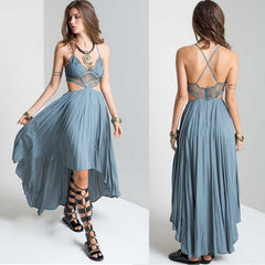 hollow-out backless long dress