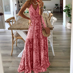 Strap bohemian print dress