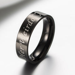 Custom His Crazy Her Weirdo Promise Rings Set for Couple
