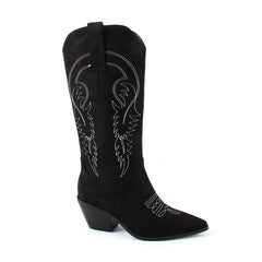 Camperos faux leather suede embroidered woman