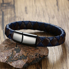 Personalized Braided Leather Wrap Bracelet for Men